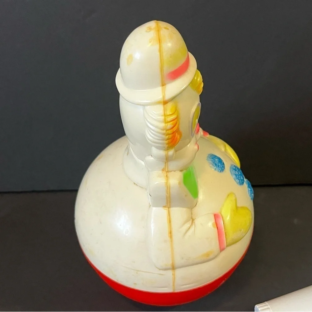 SaniToy Roly Poly Weeble Wobble Clown/ Plastic Rattle Circus Retro Vintage 1977